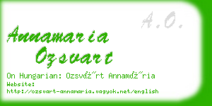 annamaria ozsvart business card